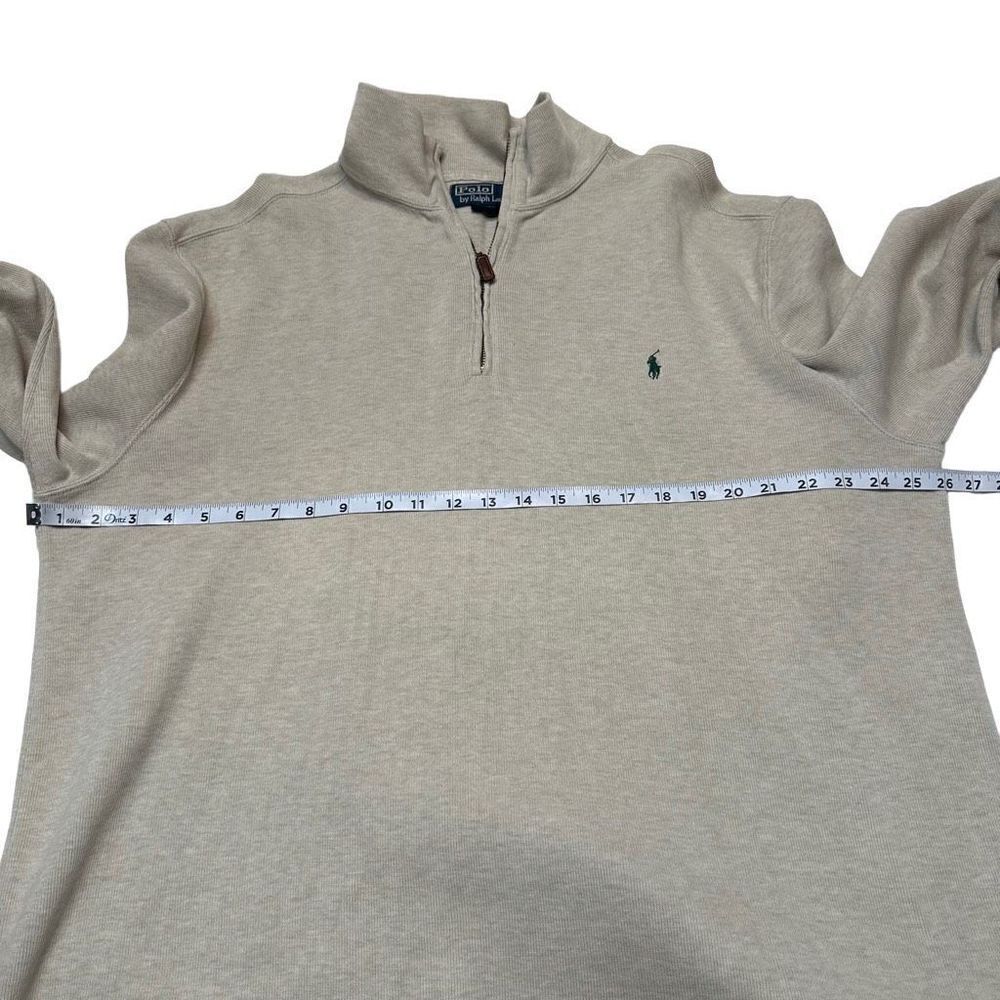 Vintage 90s Polo Ralph Lauren Beige Classic Pullover Sweatshirt 1/4th Zip Large - Picture 6 of 10